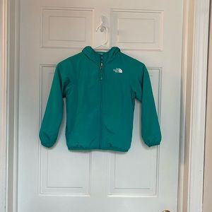 North Face Girls Jacket Reversible Teal Fleece-Lined Windbreaker Size XS (6)